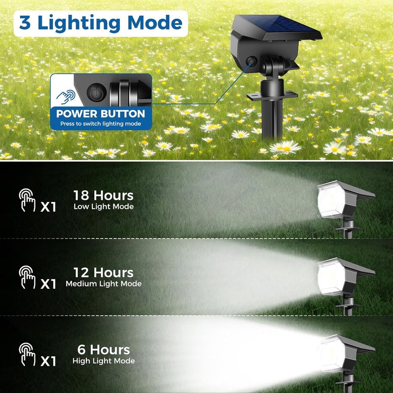 Peasur 2 Pack Solar Spot Lights Outdoor, Solar Spotlights Outdoor Waterproof 2-in-1 Auto On/Off Landscape Lighting for Outside Yard Wall Garden Pathway - Image 3